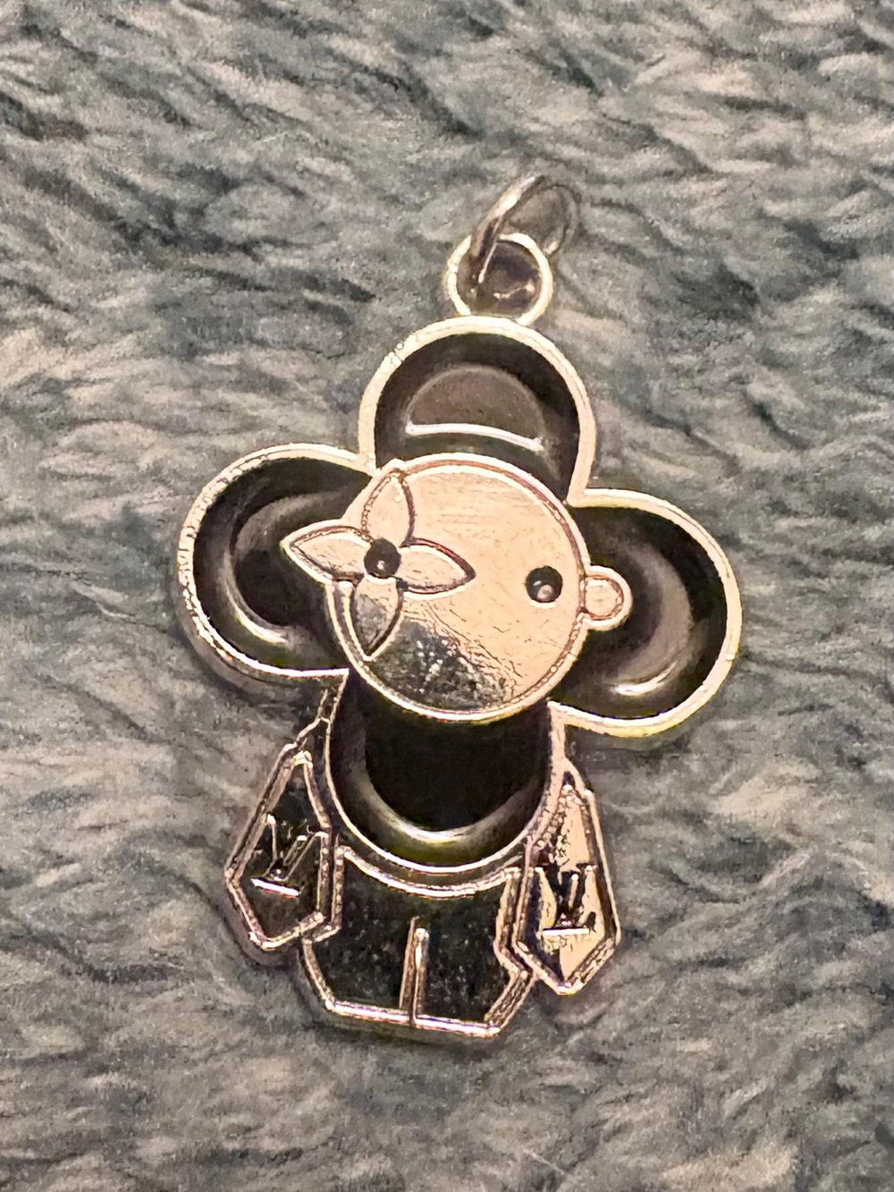 Louis Vuitton Vivienne Black Enamel Monogram Mascot Charm Pendant Signed Paris